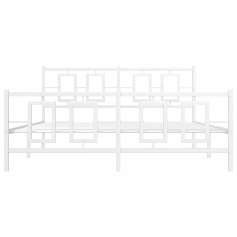 Bowery Hill Powder-Coated Steel King Size Bed Frame in White