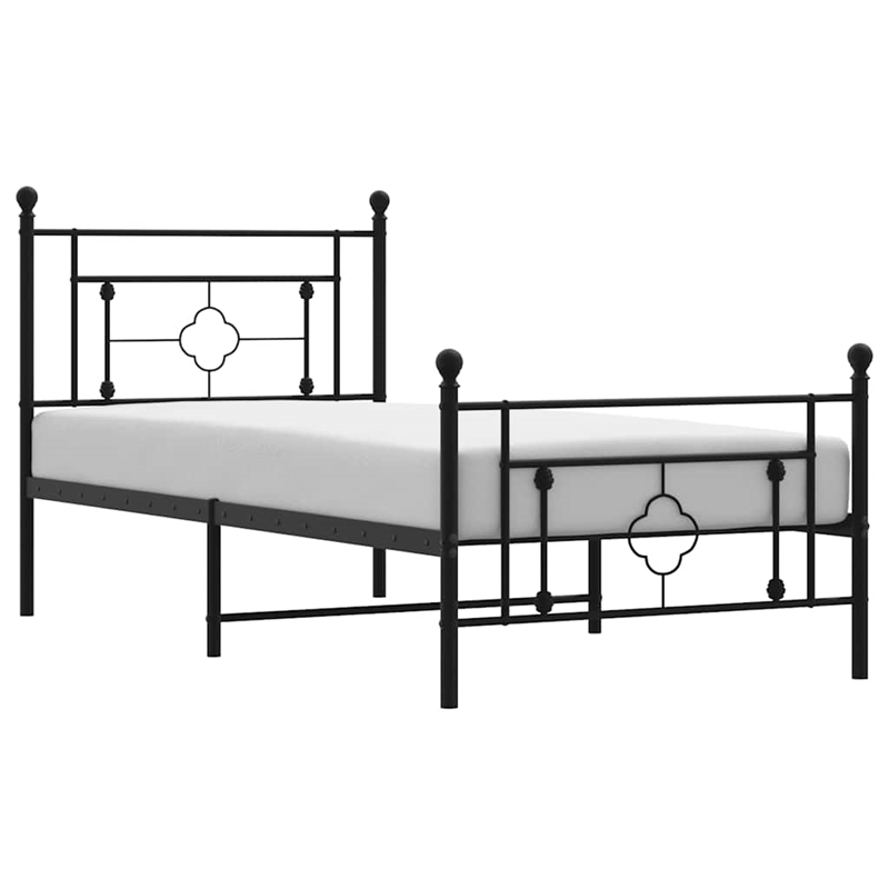 Bowery Hill Contemporary Rectangular Steel Single Bed Frame in Black