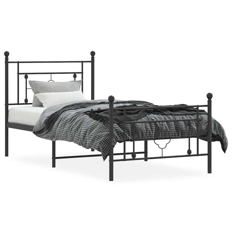 Bowery Hill Contemporary Rectangular Steel Single Bed Frame in Black
