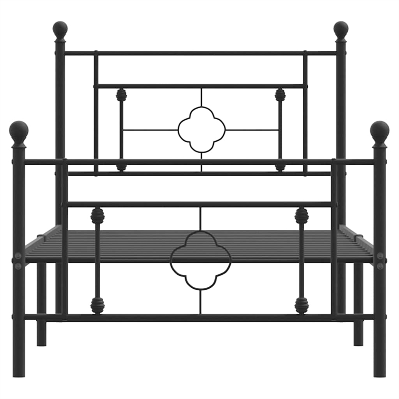Bowery Hill Contemporary Rectangular Steel Single Bed Frame in Black