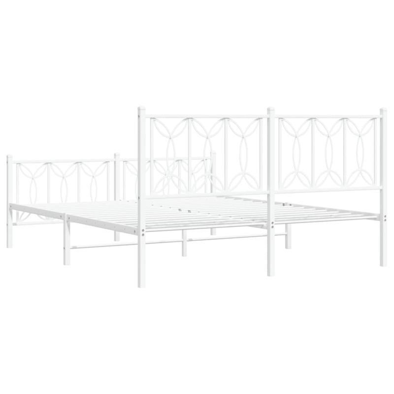 Bowery Hill Contemporary Rectangular Steel King Bed Frame in White