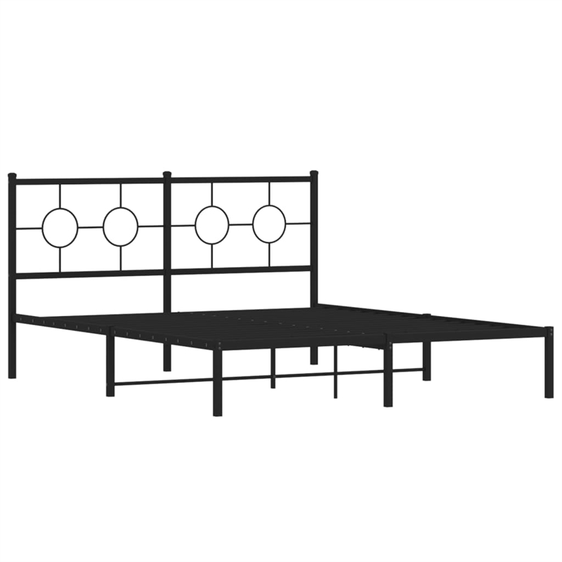 Bowery Hill Rectangular Powder-Coated Steel King Bed Frame in Black