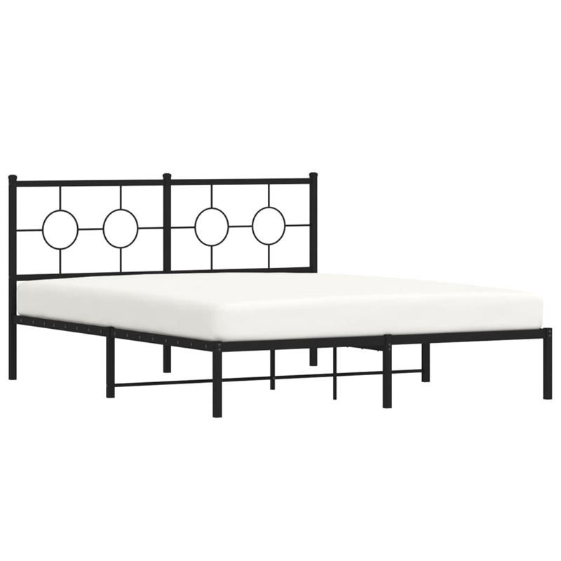 Bowery Hill Rectangular Powder-Coated Steel King Bed Frame in Black