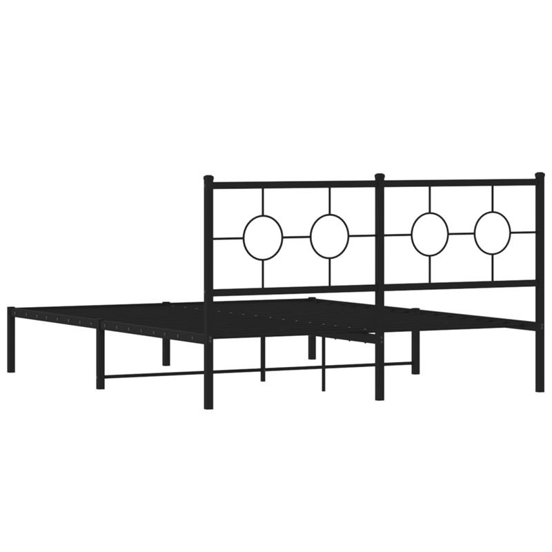 Bowery Hill Rectangular Powder-Coated Steel King Bed Frame in Black
