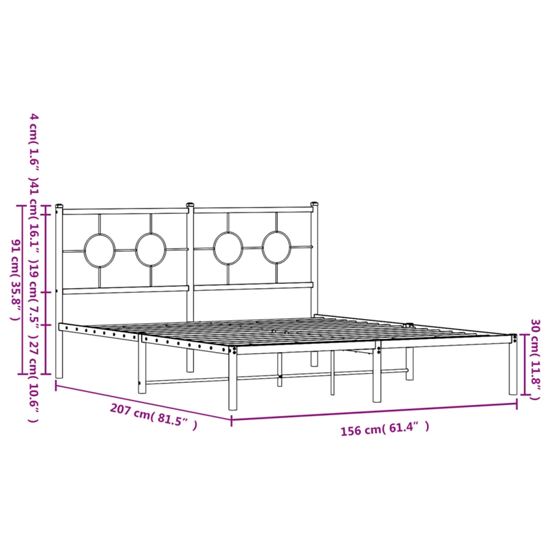 Bowery Hill Rectangular Powder-Coated Steel King Bed Frame in Black