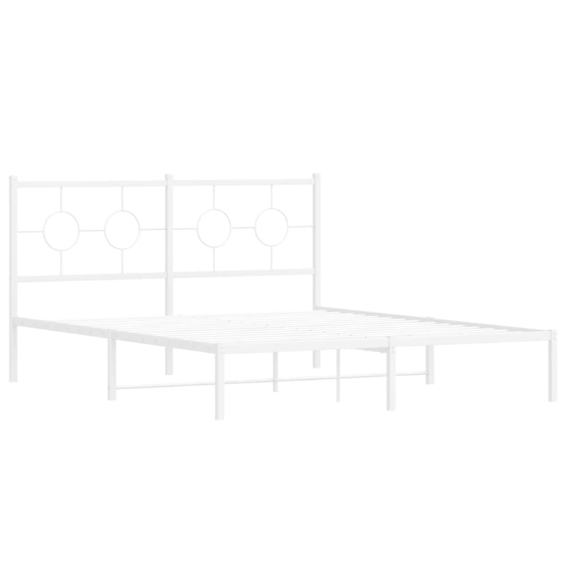 Bowery Hill Powder-Coated Steel King Size Bed Frame in White
