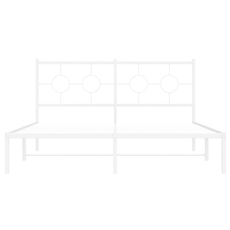Bowery Hill Powder-Coated Steel King Size Bed Frame in White