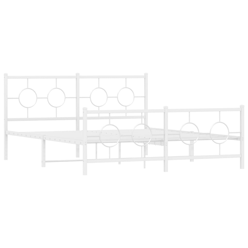Bowery Hill Powder-Coated Steel King Size Bed Frame in White