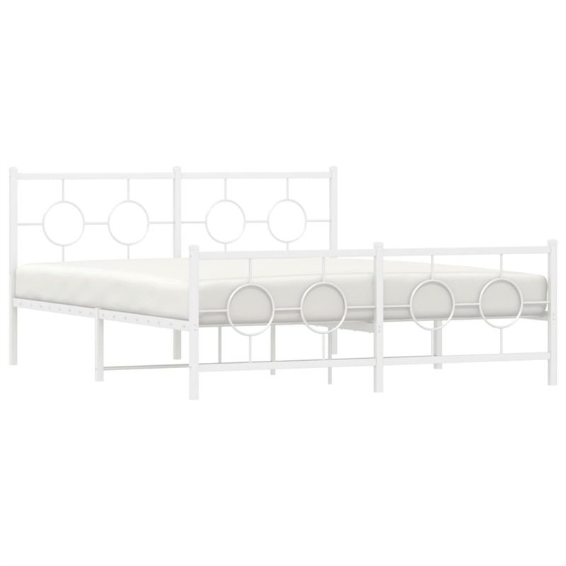 Bowery Hill Powder-Coated Steel King Size Bed Frame in White