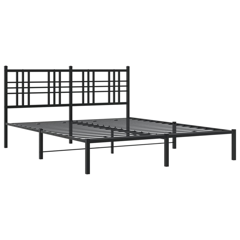 Bowery Hill Rectangular Powder-Coated Steel King Bed Frame in Black