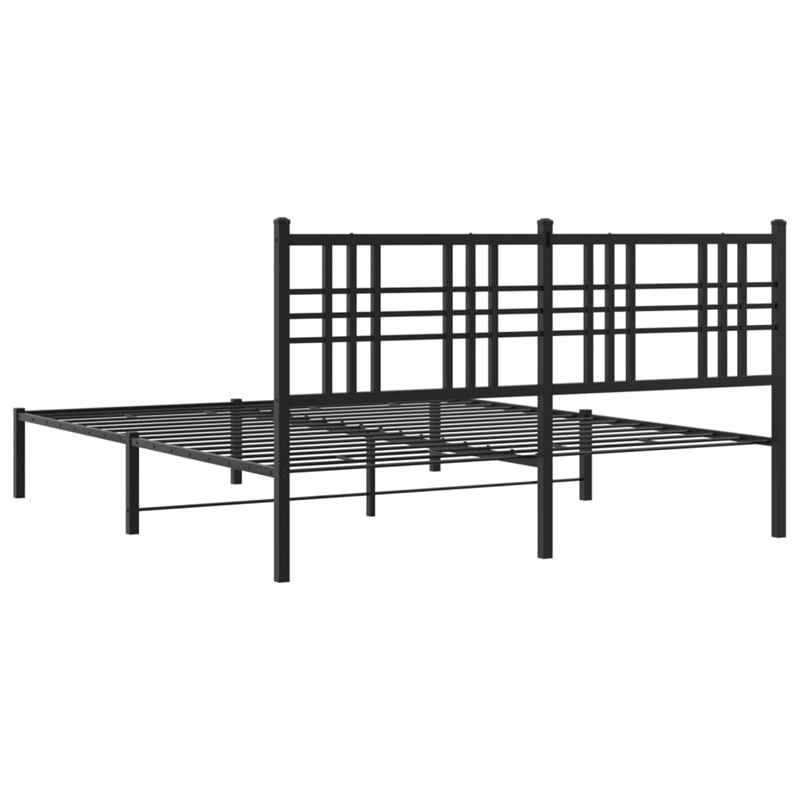 Bowery Hill Rectangular Powder-Coated Steel King Bed Frame in Black