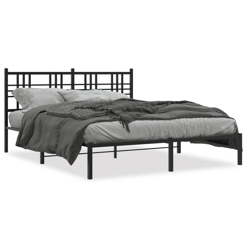 Bowery Hill Rectangular Powder-Coated Steel King Bed Frame in Black
