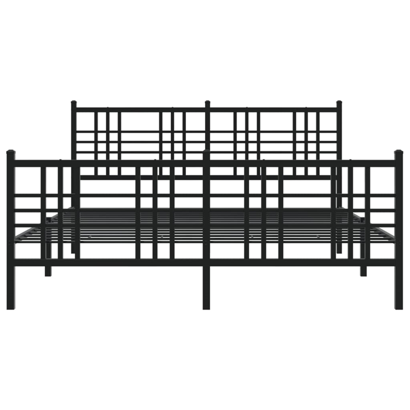 Bowery Hill 59 x 79 Rectangular Traditional Bed Frame in Black Steel