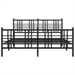 Bowery Hill 59 x 79 Rectangular Traditional Bed Frame in Black Steel