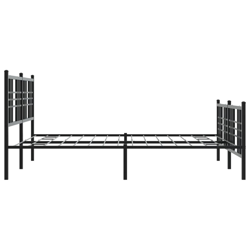 Bowery Hill 59 x 79 Rectangular Traditional Bed Frame in Black Steel