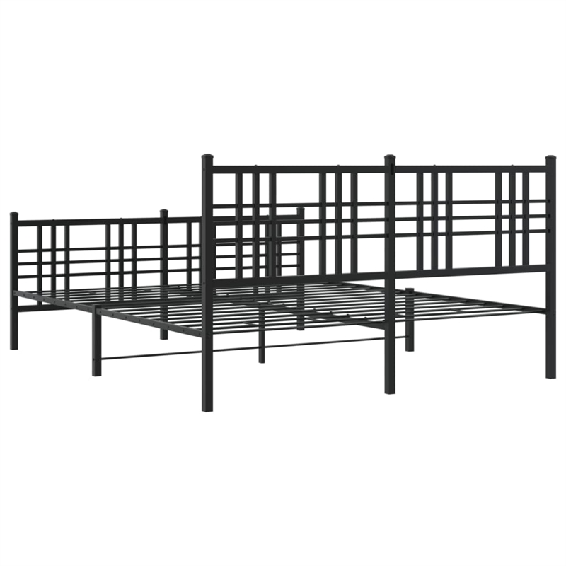 Bowery Hill 59 x 79 Rectangular Traditional Bed Frame in Black Steel