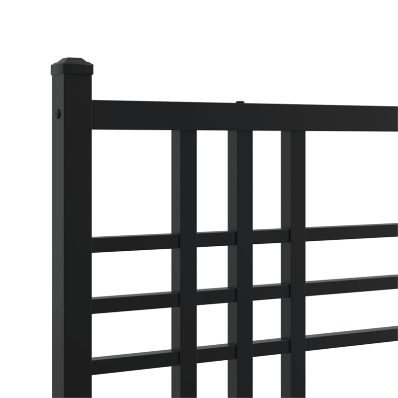 Bowery Hill 59 x 79 Rectangular Traditional Bed Frame in Black Steel