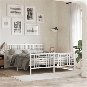 Bowery Hill Contemporary 59 x 79 Rectangular Bed Frame in White