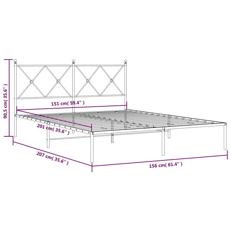 Bowery Hill Powder-Coated Steel King Size Bed Frame in White
