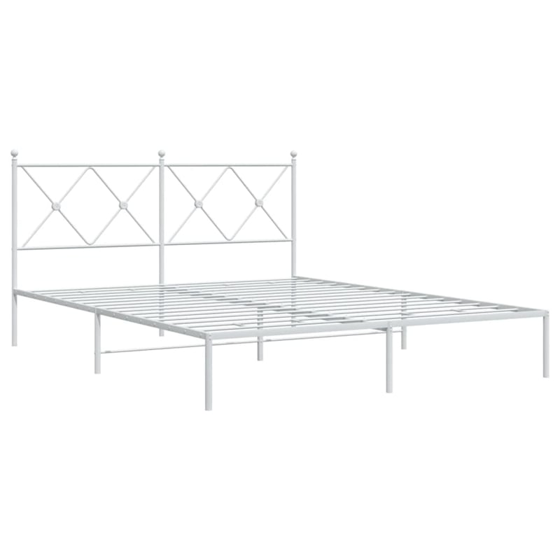 Bowery Hill Powder-Coated Steel King Size Bed Frame in White