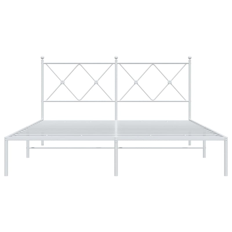 Bowery Hill Powder-Coated Steel King Size Bed Frame in White