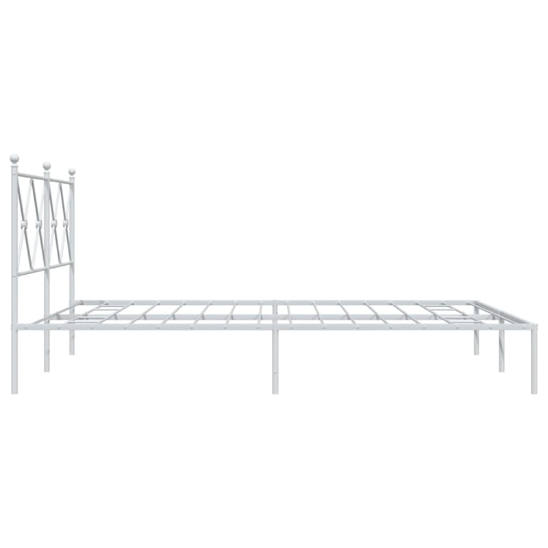 Bowery Hill Powder-Coated Steel King Size Bed Frame in White