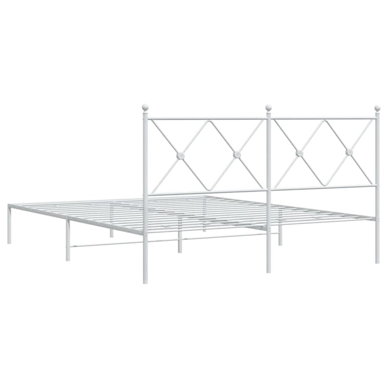 Bowery Hill Powder-Coated Steel King Size Bed Frame in White