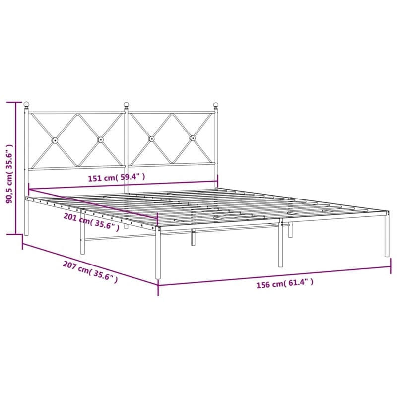 Bowery Hill Powder-Coated Steel King Size Bed Frame in White