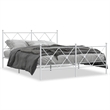 Bowery Hill Contemporary Rectangular Steel King Bed Frame in White