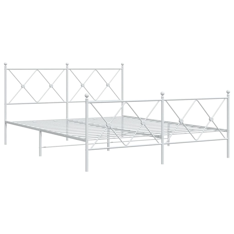 Bowery Hill Contemporary Rectangular Steel King Bed Frame in White