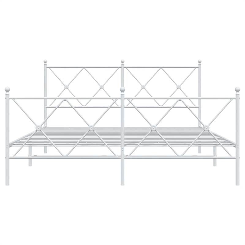 Bowery Hill Contemporary Rectangular Steel King Bed Frame in White