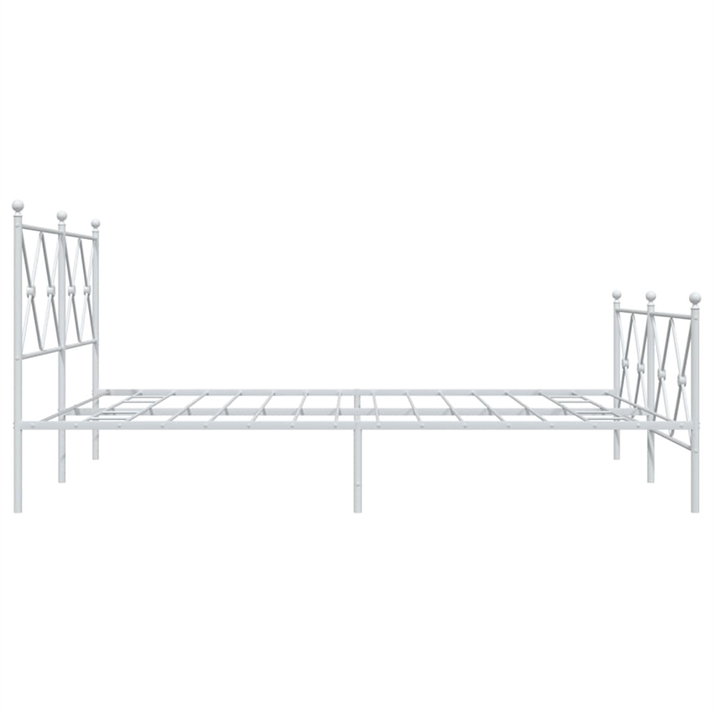 Bowery Hill Contemporary Rectangular Steel King Bed Frame in White