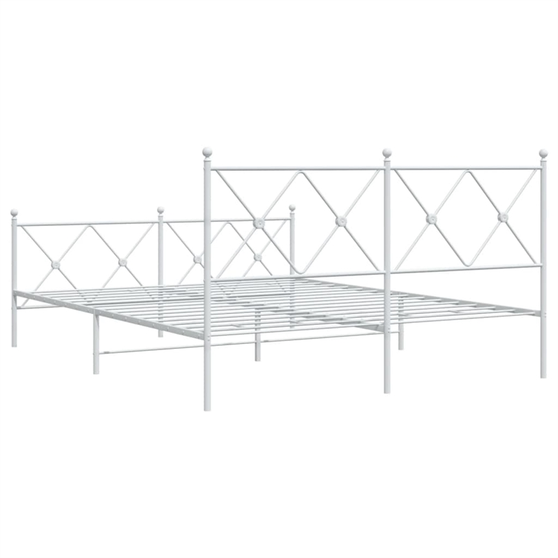 Bowery Hill Contemporary Rectangular Steel King Bed Frame in White