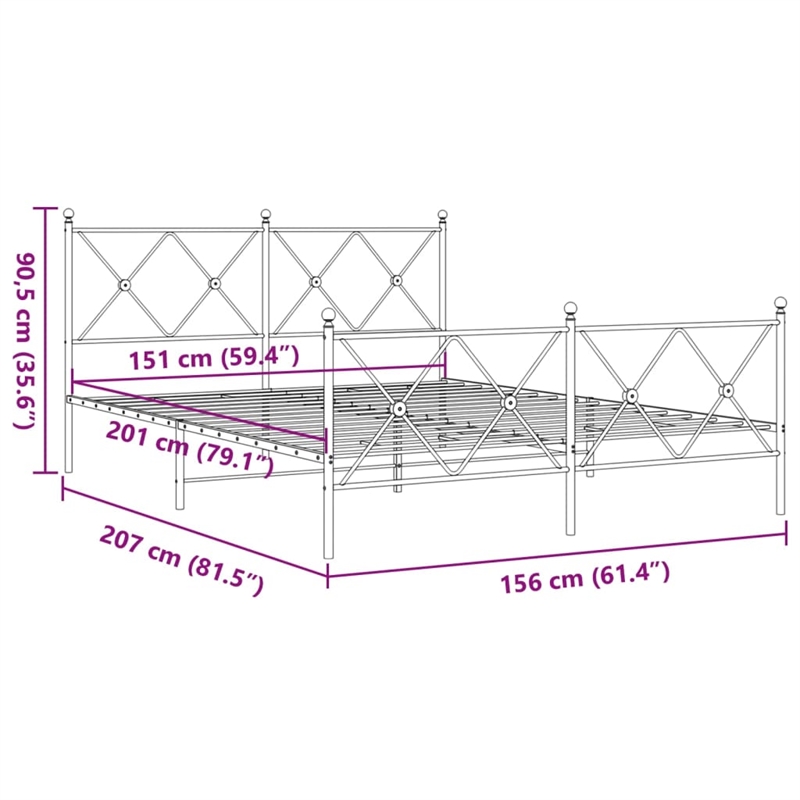 Bowery Hill Contemporary Rectangular Steel King Bed Frame in White