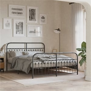 Bowery Hill Contemporary Engineered Wood King Bed Frame in Black
