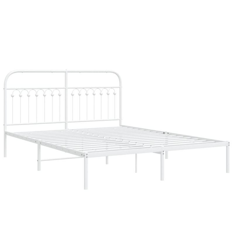 Bowery Hill Contemporary Rectangular Steel King Bed Frame in White