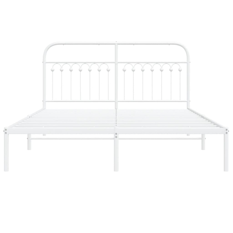 Bowery Hill Contemporary Rectangular Steel King Bed Frame in White