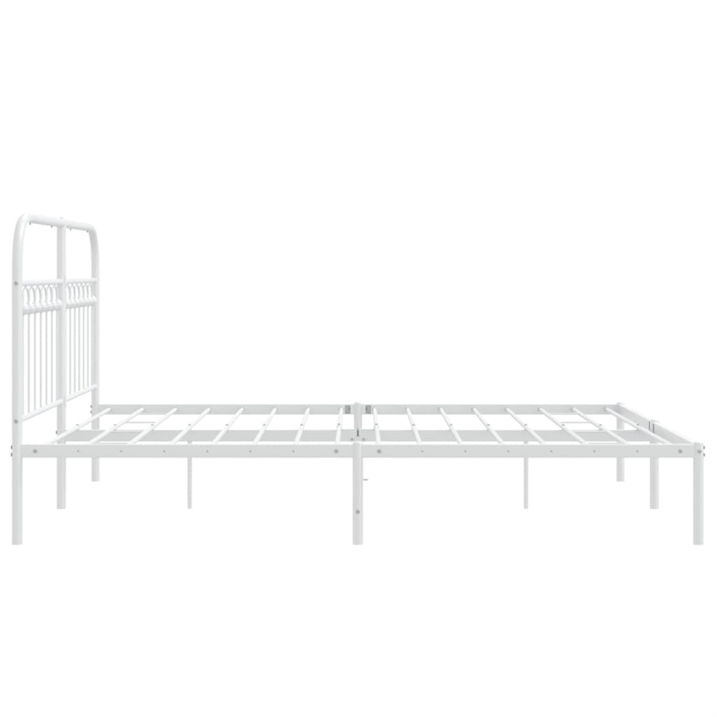 Bowery Hill Contemporary Rectangular Steel King Bed Frame in White