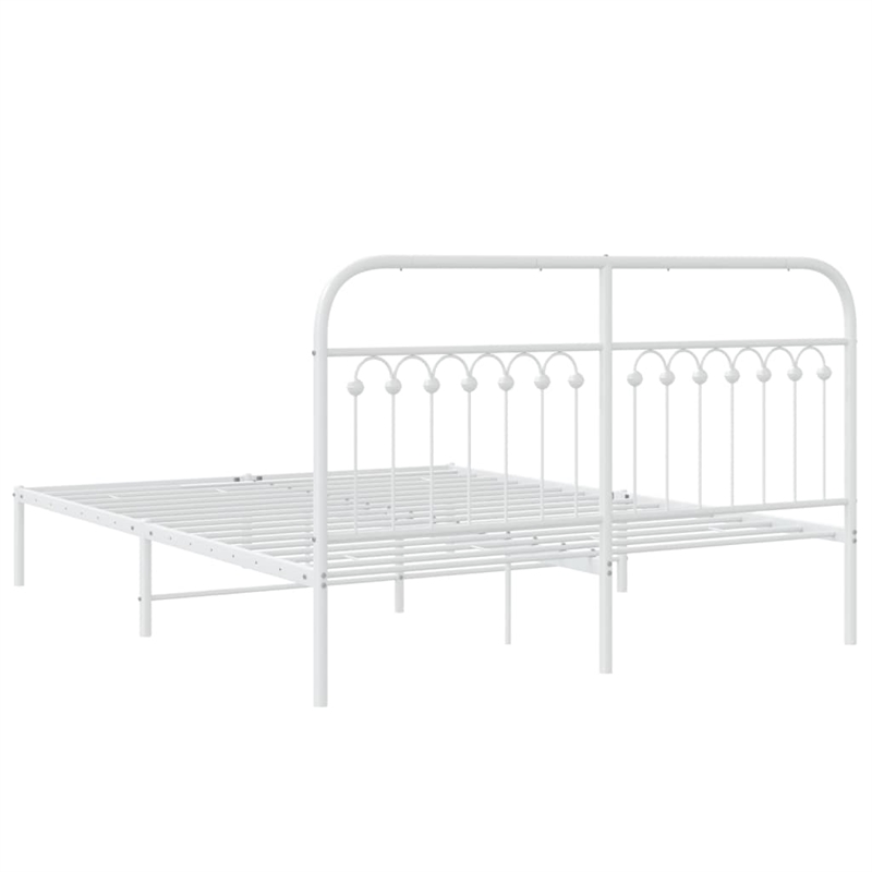 Bowery Hill Contemporary Rectangular Steel King Bed Frame in White