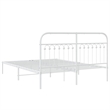 Bowery Hill Contemporary Rectangular Steel King Bed Frame in White