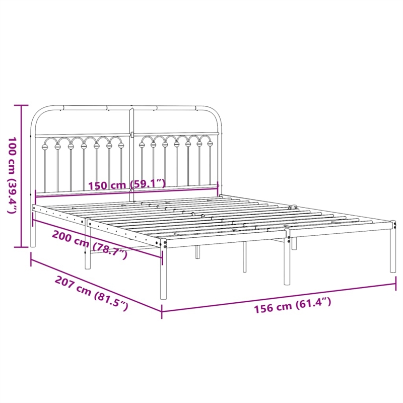 Bowery Hill Contemporary Rectangular Steel King Bed Frame in White