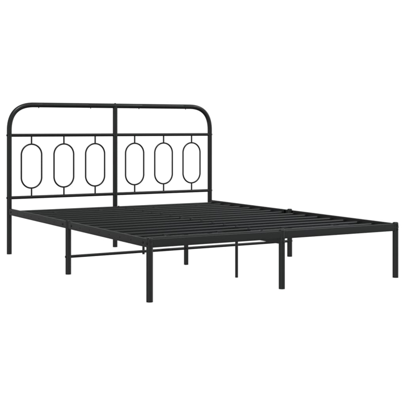 Bowery Hill Rectangular Powder-Coated Steel King Bed Frame in Black