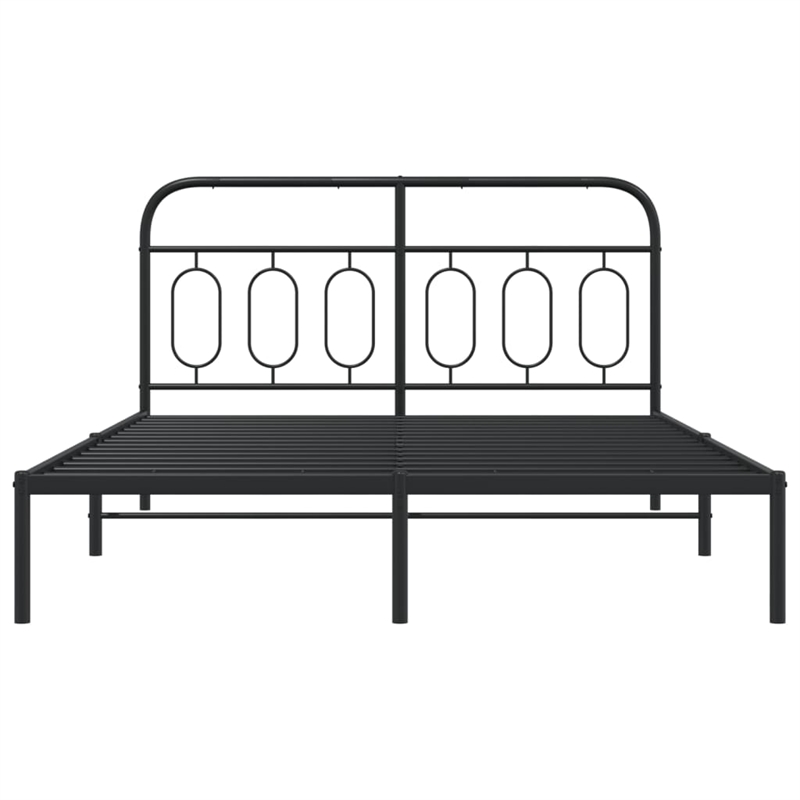 Bowery Hill Rectangular Powder-Coated Steel King Bed Frame in Black