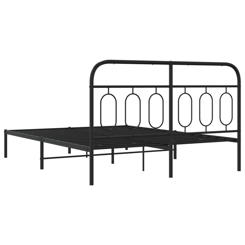 Bowery Hill Rectangular Powder-Coated Steel King Bed Frame in Black