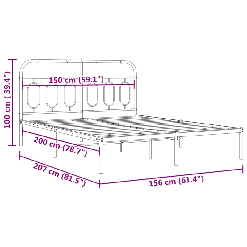 Bowery Hill Rectangular Powder-Coated Steel King Bed Frame in Black