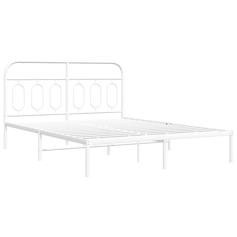 Bowery Hill Contemporary Rectangular Steel King Bed Frame in White