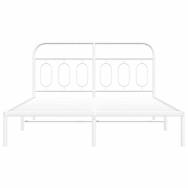 Bowery Hill Contemporary Rectangular Steel King Bed Frame in White
