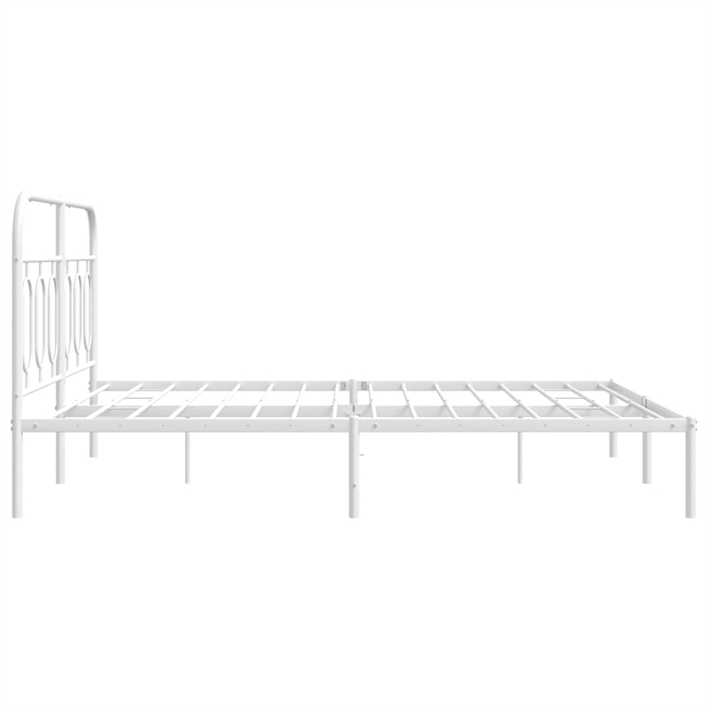 Bowery Hill Contemporary Rectangular Steel King Bed Frame in White