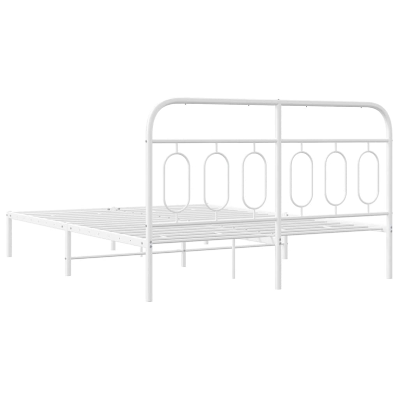Bowery Hill Contemporary Rectangular Steel King Bed Frame in White