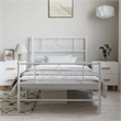 Bowery Hill Contemporary Rectangular Steel Single Bed Frame in White